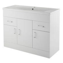 Balterley Charnes 1000mm 3 Door 2 Drawer Gloss White Floor Standing Cabinet With Basin