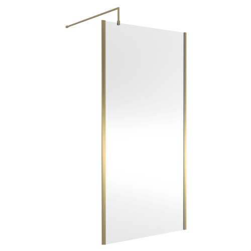 Balterley Balterley Wetroom Screen with Support Bar, 1000mm, Brushed Brass 1