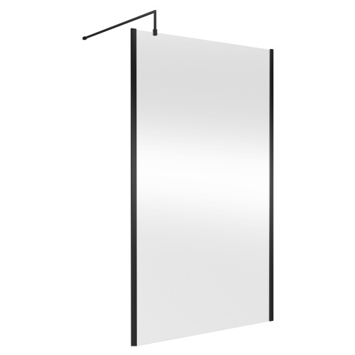 Balterley Balterley Wetroom Screen with Support Bar, 1200mm, Matt Black