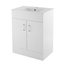 Balterley Charnes 600mm 2 Door Gloss White Floor Standing Cabinet With Basin