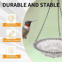 Vogelfutterspender in Form Einer Vogelblume zum Aufhängen, Vogelbad für Garten, Außendekoration, Vogelfutterspender, Zubehör, Grau