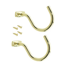 Set Of 2 High Capacity Wall Mount Hooks Ideal For Billiard-gold