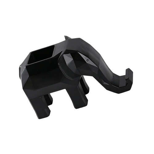 Elephant Shaped Phone Resin Pen Cup With Phone Rest-Black