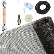 Window Screen and Screen Door Repair Kit 48"X118" Fiberglass Mesh with Roller Tool Hook Cutter Spline for Replacement