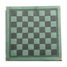 33CM Leather Chessboard Unique Design Portable Board Game Accessory Metal Corner Guards Green