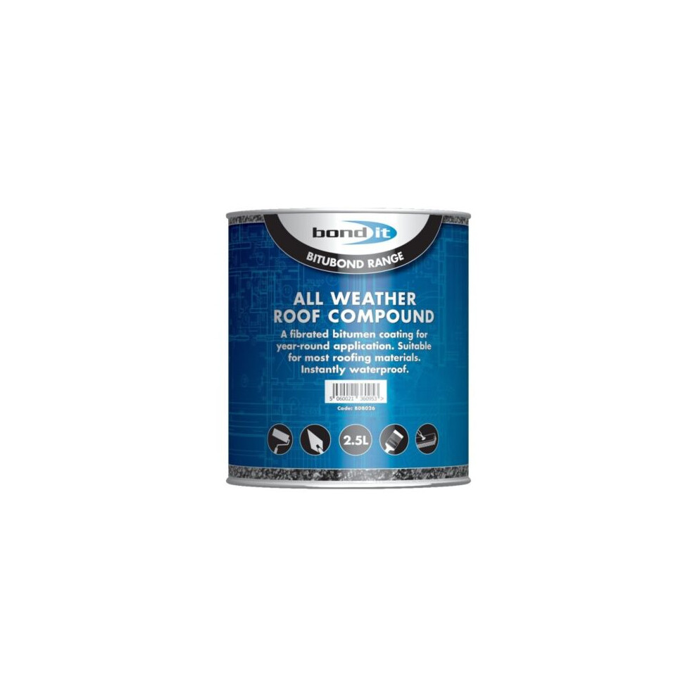 All Weather Roofing Compound Bitumen Coating Waterproof Sealer Seal 2.5L 5061043280656