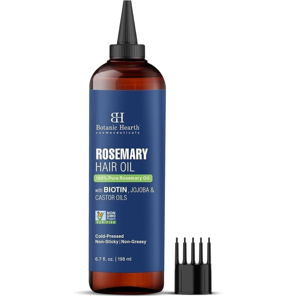 Botanic Hearth 100% Pure Rosemary Oil For Hair Growth Infused With Biotin, Jojoba & castor Oil | Hair strengthening Formula 198ml