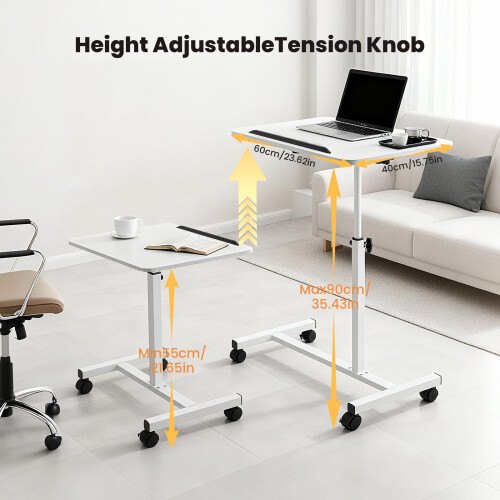 Overbed Table with Wheels, 40x60cm, Smooth Crank Height Adjustment (59-89cm) 1