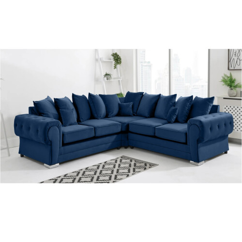 Furniture 786 Verona Plush Scatter Back 2c2 Corner Sofa Blue