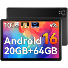 Android 16 Tablet, 10.4 inch Tablet, 20GB RAM 64GB ROM(1TB TF Expand), 5MP+8MP Camera, WiFi 6, BT5.4, 1280 * 800 IPS, 5000mAh