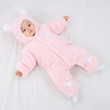 ([Shu Rong Little Bear Climbs] Pink Footprints, 73CM) Baby jumpsuits, autumn and winter baby thickened warm rompers, newborn cotton padded clothes