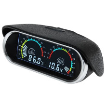 2-in-1-LCD-Anzeige für Pkw und Lkw: Wassertemperaturmesser + Voltmeter mit 1/8-NPT-Temperatursensor