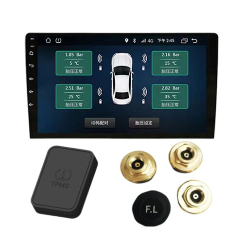 USB Android Trådlöst TPMS Däcktrycksövervakningssystem 5V för Navigation Bilradio Display Alarm Externt