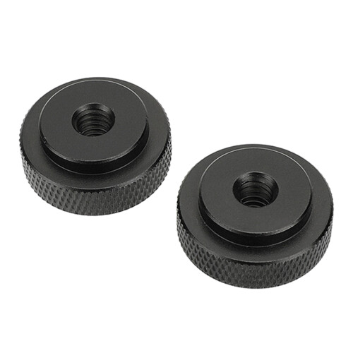 Écrous moletés en aluminium, 2 pièces, trou traversant,-Noir