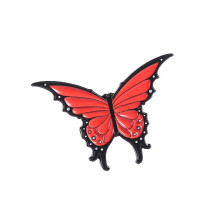 Trendy Metal Butterfly Brooch Pin Featuring Star Accent For-Red