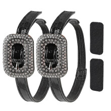 Lacet de chaussure en PU avec fermoirs en strass,-g couleur