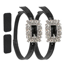 Lacets à strass en PU pour femmes, bande élastique,-Argent