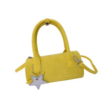 Sac à main élégant en PU de couleur unie, avec sangle-Jaune