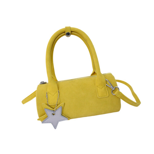 Sac à main élégant en PU de couleur unie, avec sangle-Jaune