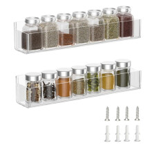 Acrylic Spice Rack Wall Mount Acrylic Spice Shelf Organizer Hanging Seasoning Jar Storage Holder Clear Rack Kitchen