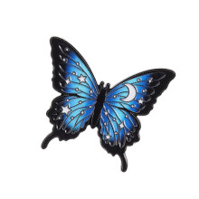 Unique Artistic Butterfly And Star Moon Brooch Pin Great-Blue
