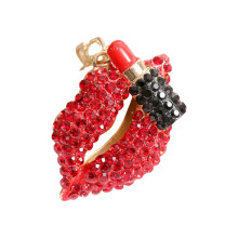 Trendy Lip Design Key Holder Shining Rhinestones Decors-Red