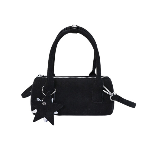 Elegant Solid Color PU Handbag With Adjustable Strap-Black