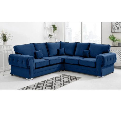 Furniture 786 Chingford Plush Full Back 2c2 Corner Sofa Blue