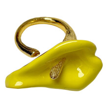 Elegant Calla Flower Open Rings Adjustable Floral Design-Yellow
