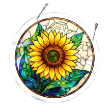 Flower Patterned Stained Glass Sunlight Catcher Garden-30