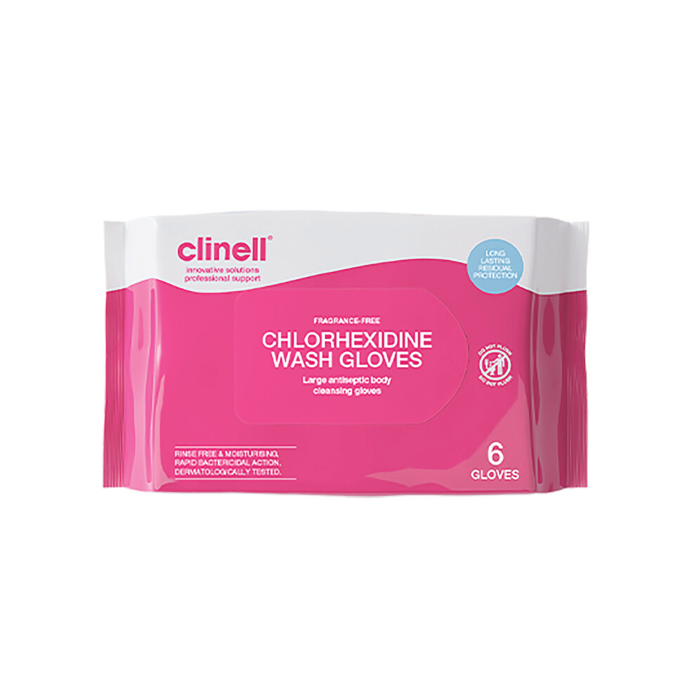 Clinell Chlorhexidine Wash Gloves Fragrance Free (Pack Of 6) Chgwgl6ff