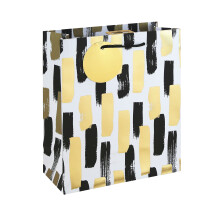 Mono Paint Strokes Gift Bag Medium White (Pack of 12) 37010-3C