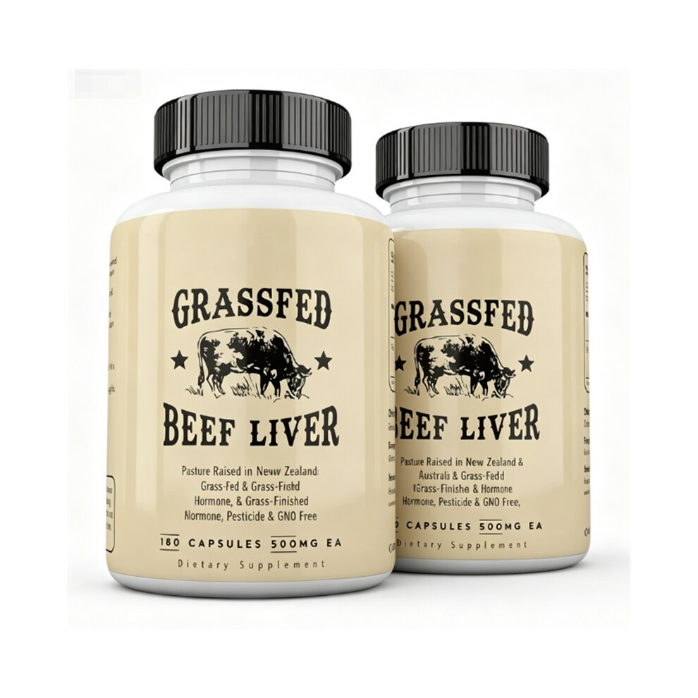 (180 Count (Pack of 2)) Supplements Grass Fed Beef Liver 180 Capsules, Supports Energy Production, Detoxification, Immunity and Full Body Wellness
