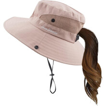 Adjustable Bucket Hat Women Ponytail Style