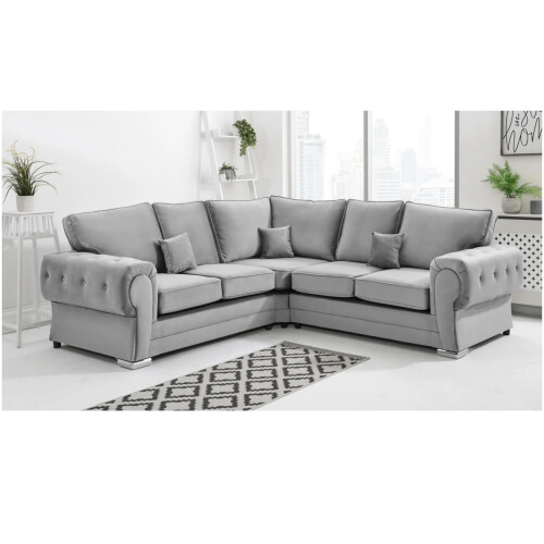 Furniture 786 Chingford Plush Full Back 2c2 Corner Sofa Silver