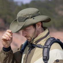 (Beige) Men's Summer Spring Autumn Sun Protection Hat Outdoor Hiking Fishing Hat Large Brim Breathable Sunshade Cap