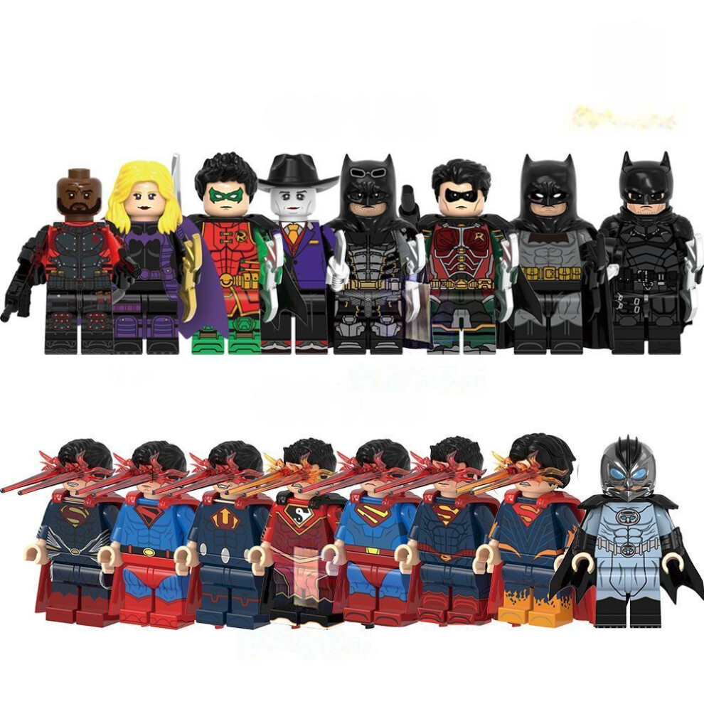 Enekio (16Pcs) Dc Superhero Minifigures Superman Batman Joker Robin Building Blocks Fit Lego