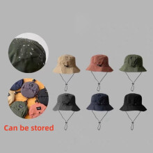 (Storage Hat - Pink) Fisherman Hat Foldable Storage Bag Hiking Outdoor Sun Hat UPF 50+ Quick Dry for Men Women Summer Thin Basin Hat