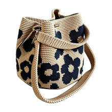 Sac à main en tricot Floral à la mode, sacs à main-Bleu