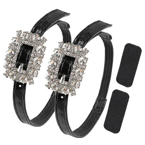 Sparkling Rhinestones High Heel Retainers Strap with-Silver