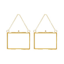 2Pcs Square Metal Glass Frame with Metal Chain Wall-Horizontal