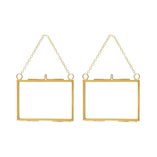 2Pcs Square Metal Glass Pressed Flower Frame For-Horizontal