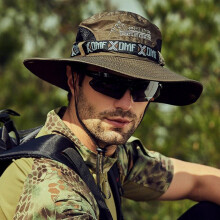 (Medium Green, 58) Outdoor Sport Fisherman Hat Sun Protection Brim Breathable Sun Hat for Outdoor Travel Fishing Men Unisex