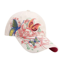 (Beige) Butterfly Embroidered Sun Hat Comfortable Breathable Baseball Hat For Women Outdoor Cycling Running Tennis Hiking  White