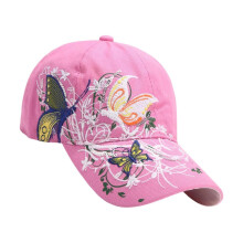 (Pink) Butterfly Embroidered Sun Hat Comfortable Breathable Baseball Hat For Women Outdoor Cycling Running Tennis Hiking  White