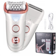 (Silver) Keda Women's Electric Hair Remover Roller Washable Home Use Hair Removal Device with Private Clip And Light