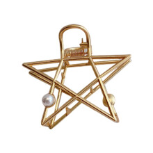 Mode Gold Klaue Clip Geometrische Haar Spange MäDchen Eleganter Weiblicher Kopf Schmuck (FüNfzackiger Stern)