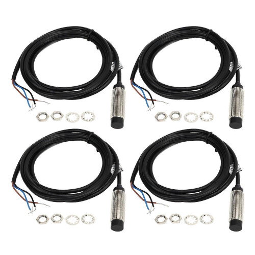 4 Set Inductive Proximity Switch 12mm Probe NPN 3 Wire NO Contact 4mm Detection Approach Sensor 636VDC