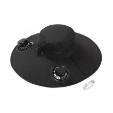 (Black) Solar Fan Hat with Dual Rechargeable Fans Design Wear-Resistant Sun Protection Hat for Outdoor Cooling Cap