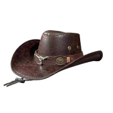 Western cowboy hat for men and women, classic, retro, wide brim, sun protection, breathable PU leather, unisex, outdoor party hat